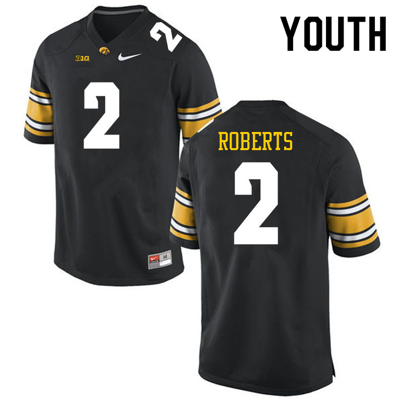 Youth #2 Terry Roberts Iowa Hawkeyes College Football Jerseys Sale-Black